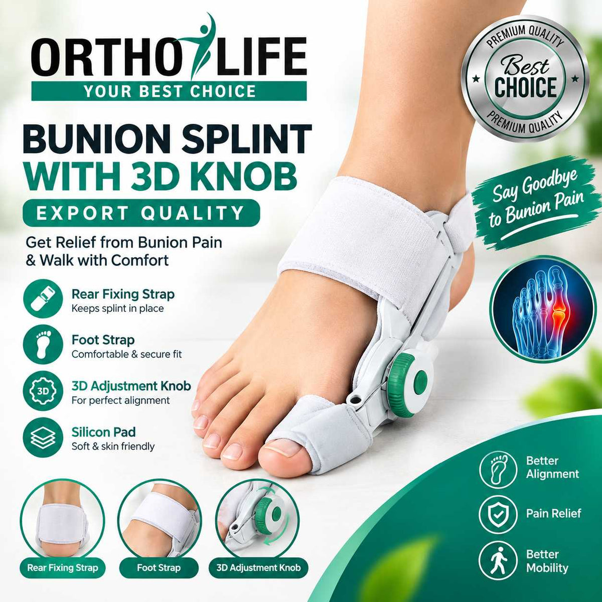 Bunion Splint with 3D Adjustment Knob