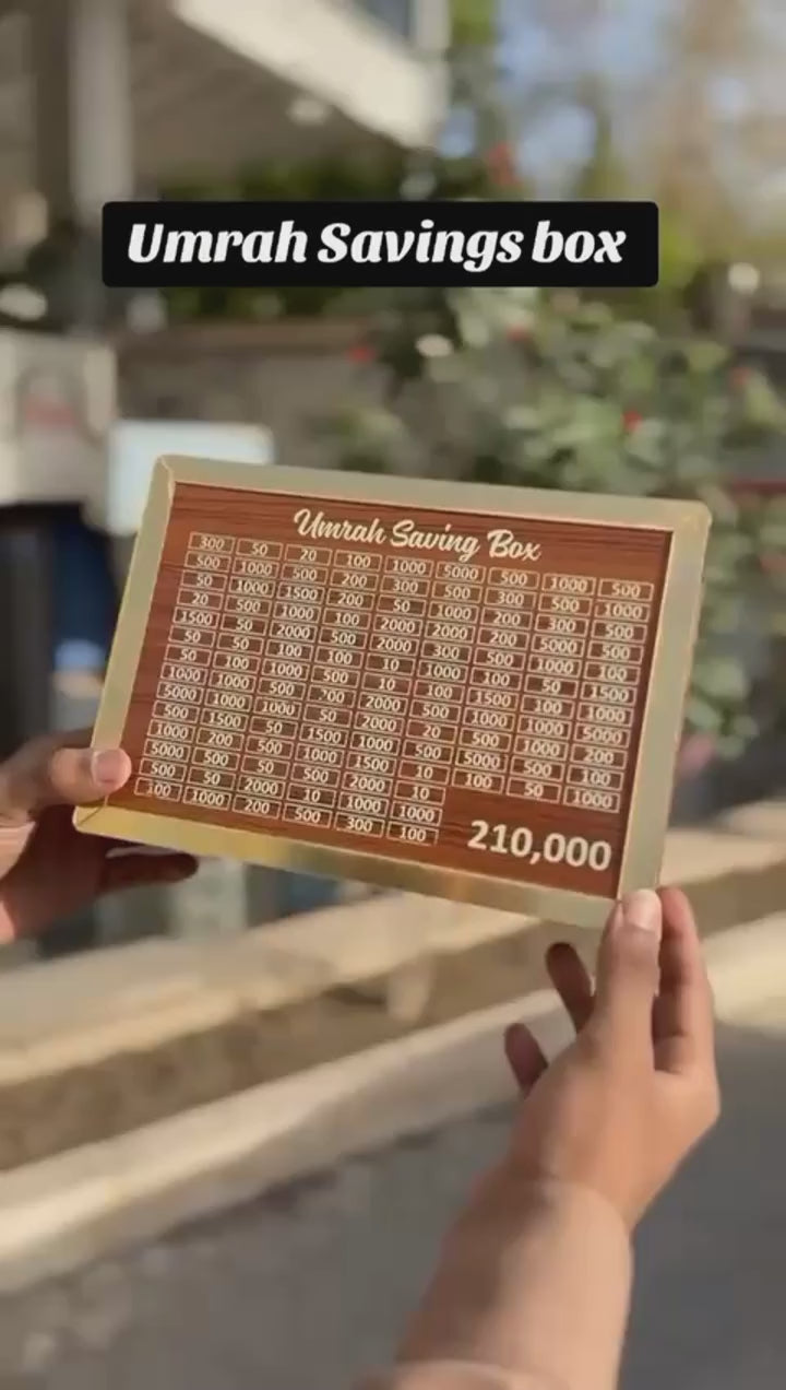 Wooden Umrah Saving Box – Premium 210,000